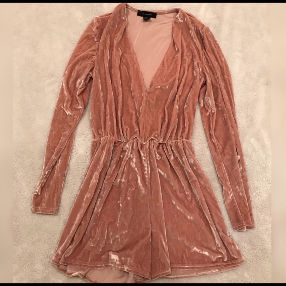Pink velvet romper